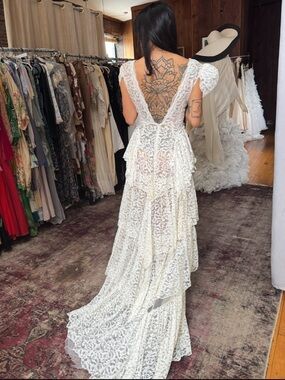 Vintage Lace Tiered White Dress